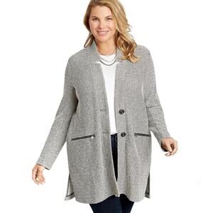 Maurices Women's Knit Button Front Cardigan Coat Jacket Black White Gray Size 4X